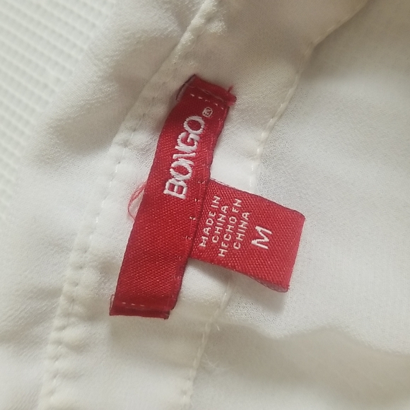 🖤4 for $25 Bongo Size Small Neon Aztec Collar Sheer White Button Down Top - Picture 10 of 17